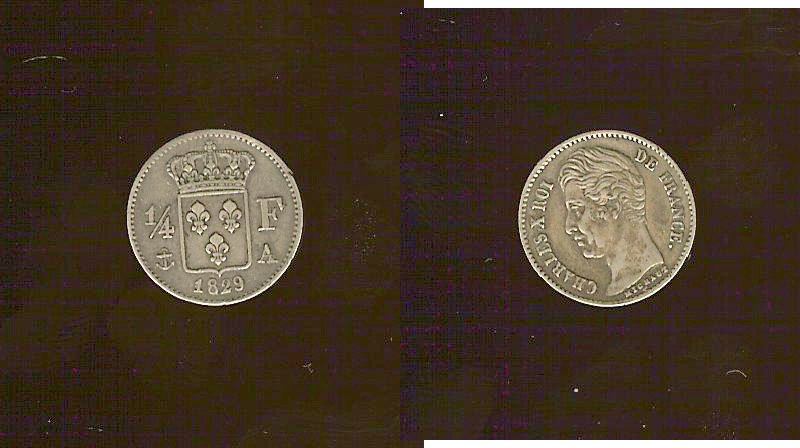 1/4 franc Charles X 1829 Paris TTB++TB++